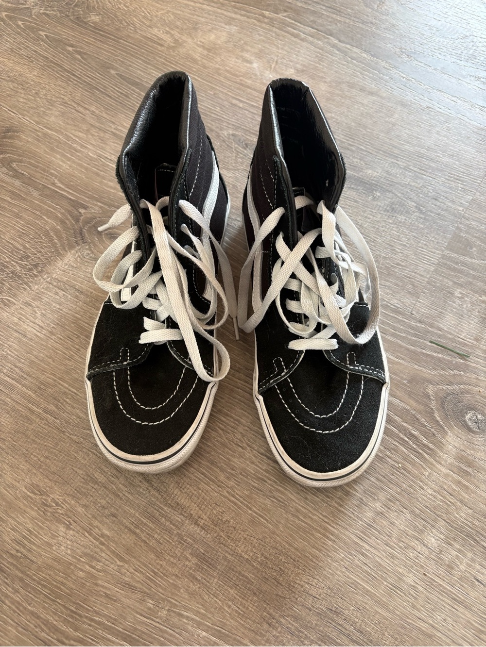 VANS Black High-Top Canvas Sneakers with White Laces